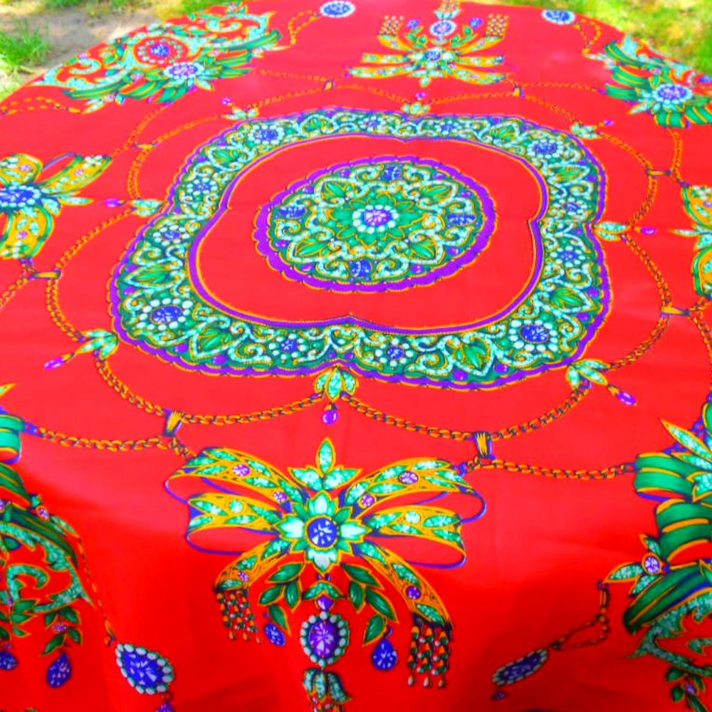 ***SOLD** Bold Red Jewelry Printed Scarf by SunYungSa